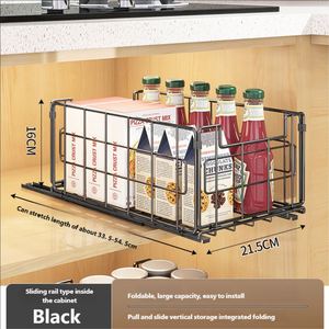 Cabinet Folding Metal <b>Storage</b> Basket Cutlery Room Desktop Kitchen Spice Food Miscellaneous <b>Storage</b> Basket - Product Image 5