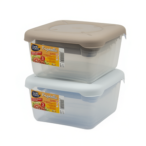 Recipientes Modernos para Almacenamiento de Alimentos Frigobella, 215x215x120mm, Cuadrados, de Polipropileno Moldeado por Inyección, Aptos para Microondas, con Tapa, Juego de 4 - Product Image 3