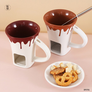 Df0781 Tasse à fondue au chocolat avec poignée rouge et orange, fonctionnement manuel, pour usage domestique - Product Image 2