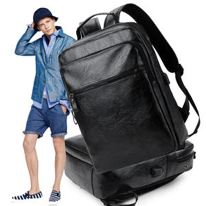 Custom <b>Big</b> Capacity Popular Pu Man Leather <b>Backpack</b> Fashion Travel <b>Backpack</b> With Earphone Hole <b>Backpack</b> - Product Image 4
