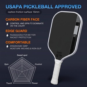 Raquette de pickleball professionnelle en fibre de carbone USAPA Approved Pro V T700 avec noyau en nid d'abeille en polypropylène <span class=keywords><strong>pour</strong></span> un spin et une cohérence ultimes - Product Image 3