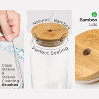 Vaso de Agua Transparente Hecho a Mano de Vidrio Borosilicato de 500 ml con Logotipo Personalizado, Forma de Lata, Asa Colorida, Ecológico, Apto para Lavavajillas y Microondas