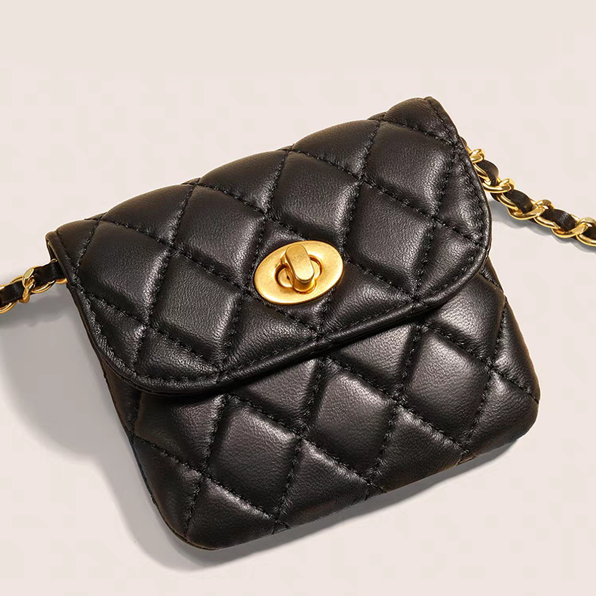 Black Gold Chain Belt With Designer Mini Charm Bag Black Gold Chain Belt With Designer Mini Charm Bag main image 2