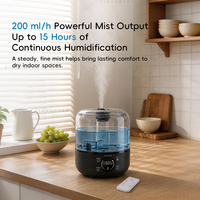 Humidificateur ultrasonique pour bureau à domicile, réservoir transparent de 3 L, brume fraîche de 300 ml/h avec panneau de commande numérique
