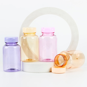 Flacon capsule transparent coloré en PET, emballage pharmaceutique en plastique PET pour produits de santé avec bouchon à vis - Product Image 3