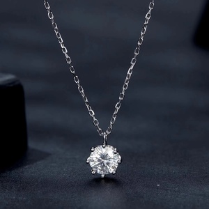 Bijoux de mariage fins 925 argent Sterling couleur D Vvs Moissanite Solitaire femmes fiançailles pendentif collier - Product Image 2