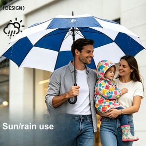 Parapluie à ouverture et fermeture automatiques, double couche, 135 cm, bonne résistance au vent, avec baleines en fibre, idéal pour les voyages, la vente au détail et les cadeaux d'entreprise - Product Image 2