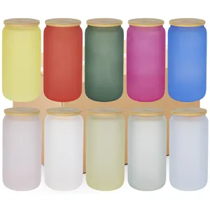 Verre givré 16oz à changement de couleur froide Verre en forme de sublimation avec paille en plastique transparent Canette de bière