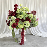 Bruidsdecoratie 70CM Bordeauxrood en groene bloemstukken, kunstbloemen voor bruidsgang bloemstukken