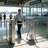 Torniquete de Centro Logístico, Puerta Giratoria con Control de Acceso por Tarjeta RFID para Almacén, Fábrica, Parque Industrial