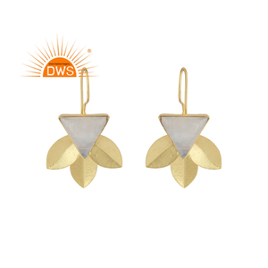 Boucles d'oreilles à crochet en laiton au design étonnant Fabricant de bijoux de mode Boucles d'oreilles en pierres précieuses arc-en-ciel Collection Vintage - Product Image 1