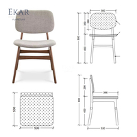 Chaises de salle à manger contemporaines personnalisées, rembourrées en tissu, pieds en bois massif, luxe