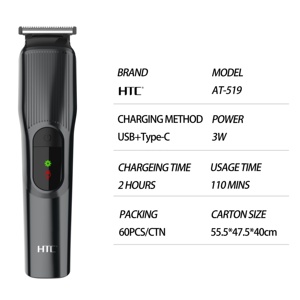 <span class=keywords><strong>Tondeuse</strong></span> à <span class=keywords><strong>cheveux</strong></span> et à barbe HTC AT-519 pour homme, charge Type-C, batterie au lithium <span class=keywords><strong>de</strong></span> luxe - Product Image 2