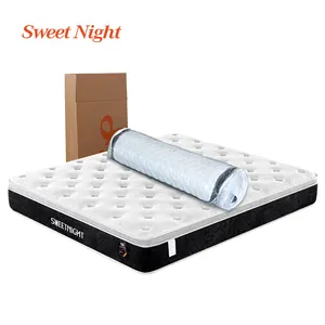 Wholesale sweetnight 30cm hard pocket spring latex foam pillow top mattress king queen size