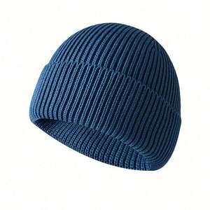 Bonnet tricoté tendance en acrylique et coton, avec revers, chaud pour l'hiver, pour hommes et femmes, vente en gros en stock - Product Image 5