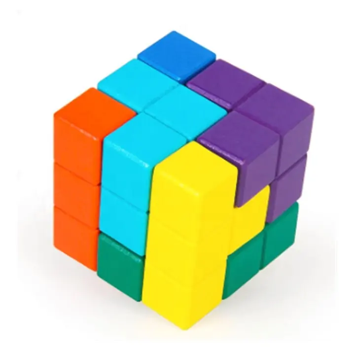 교육 두뇌 게임 IQ 아이 선물 매직 큐브 멀티 컬러 3D 나무 퍼즐