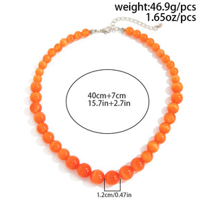 카이메이 2026 패션 주얼리 작은 구슬 여성용 반투명 캣아이 비즈 목걸이 신상 핫세일 쇄골 체인 비즈 목걸이 - Product Image 4