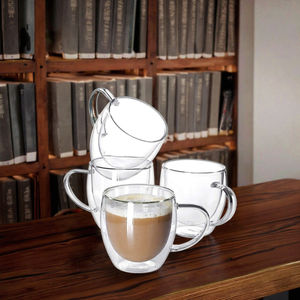 Taza de cerámica de borosilicato alto al por mayor fondo de doble pared personalizado excelente para café frío regalos de negocios clásicos - Product Image 6