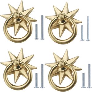 Hdtyyln Star Tiradores de Puerta Retro, Creativos, de Aleación de Zinc y Cobre Cepillado, para Armarios y Cajones, con Tornillos - Product Image 1