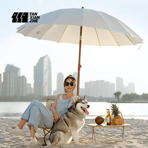 Sombrilla de Playa para Exteriores de 2m, Poliéster, Varilla de Aleación de Aluminio, Color Blanco Hueso, Resistente al Sol y a la Lluvia, para Jardín o Patio - Product Image 2