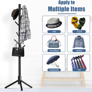 Perchero de pie de madera con 8 ganchos, multifuncional y moderno, organizador de almacenamiento para ropa y herramientas para sala de estar - Product Image 6