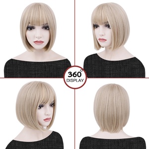 FH P12909 Rubio claro Bob Corte corto Pelucas sintéticas Peluca resistente al calor - Product Image 3