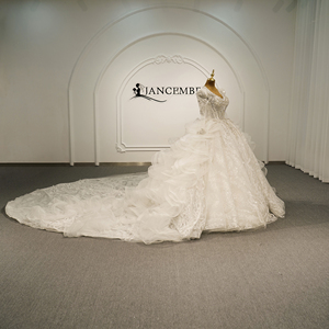 Vestido de Novia de Gala con Cuentas de Cristal Gt26072, Mangas Largas Transparentes, Apliques de Encaje y Cola Catedral Jancember - Product Image 2