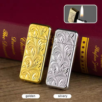 Briquet gonflable rétro personnalisable à motifs en relief, portable pour le camping et les voyages, briquet standard pour cigarettes