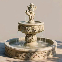 Fontaine musicale en marbre de style européen professionnel, sculpture extérieure pour aménagement paysager de jardin, durable