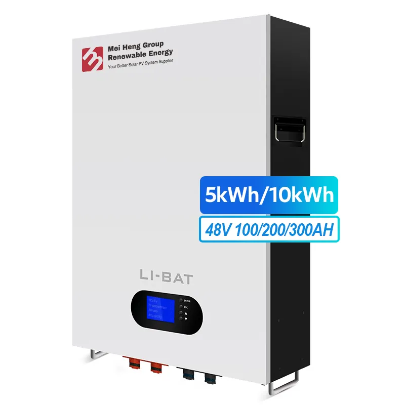 10kwh แบตเตอรี่ลิเธียม Lifepo4 48V 51.2V ที่เก็บพลังงาน100AH 200ah สำหรับระบบพลังงานแสงอาทิตย์ไฮบริดนอกกรอบ