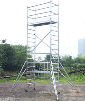 Échafaudage mobile en aluminium à cadre simple large, tour roulante avec plateforme légère et durable, certifié EN1004