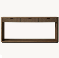 Table console en chêne minimaliste luxueuse avec tiroirs, design contemporain pour le rangement du salon de villa et d'hôtel