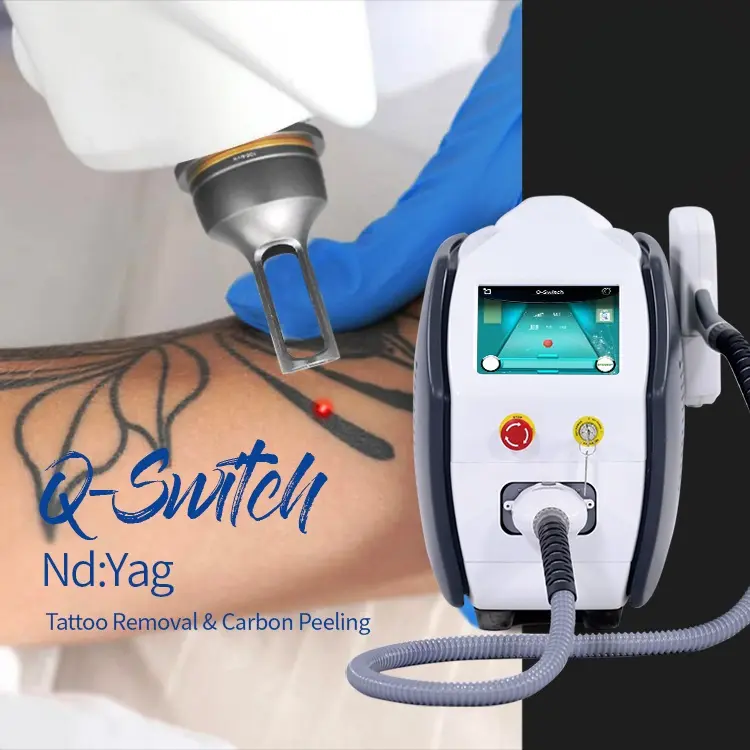 2023 novo portátil portatil a laser qswitch laser q mudar nd yag laser de remoção de tatuagem para venda profissional 1064 nd yag máquina