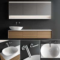 PA dinding dipasang lampu led cermin kayu lapis modern slate lemari kamar mandi vanity Unit