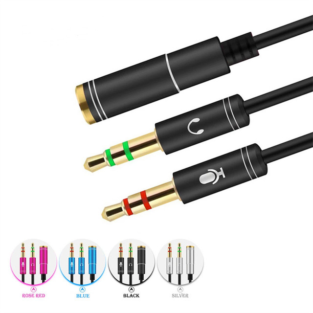 3.5mm Female to 2 Male Aluminum Alloy Audio Splitter Cable with PVC Jacket for Computer Headphones Microphone Speaker Adapter