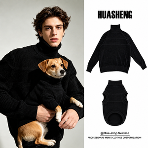 Conjunto a juego <span class=keywords><strong>de</strong></span> cuello alto acanalado negro para perro y dueño, adorable atuendo <span class=keywords><strong>de</strong></span> marca privada para amantes <span class=keywords><strong>de</strong></span> las mascotas - Product Image 1