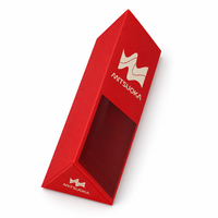 Boîte cadeau triangulaire en carton rouge de luxe personnalisée avec logo et fenêtre de présentation pour emballage cosmétique – Vente en gros