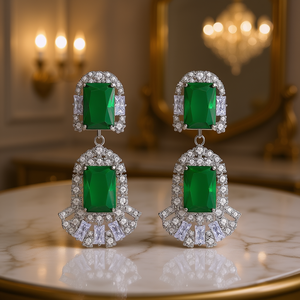 Pendientes de Diamantes en Oro Blanco E1815, Corte Esmeralda, Joyería de Lujo para Mujer, Diamantes Naturales de Color D - Product Image 2