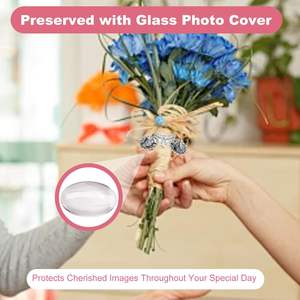 Cornice Portafoto Commemorativa da Donna <span class=keywords><strong>con</strong></span> Ciondolo a Medaglione e Cristallo per Sposa e Damigella d'Onore - Bracciale Portafoto per i Propri Cari - Product Image 6