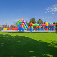 Parcours d'obstacles gonflable avec toboggan aquatique, toboggan gonflable de qualité commerciale pour les fêtes, les événements, les jeux, la location commerciale, 12*3m