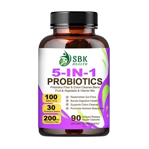 Hot Sale 5-In-1 Probiotics Veggie Capsules Prebiotics Fiber Colon Cleanse Blend High-Fiber Dietary <b>Supplement</b> - Product Image 1
