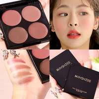 Grosir MINSHZEE OEM Eyeshadow kontur pencerah kulit Asia Vegan palet perona pipi riasan 4 warna kustom 2 dalam 1