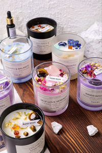 Vela Aromática de Lujo LANJO, de Cera de Soya, en Vaso de Vidrio, con Flores Secas y Cristales, Perfumada, para Regalo de Mujer - Product Image 3