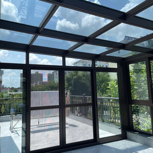 Готовая всесезонная алюминиевая стеклянная оранжерея, индивидуальный размер, плоская крыша, для внутреннего двора виллы и частного сада - Product Image 5