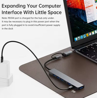 Hub USB 7 en 1, adaptateur répartiteur USB A vers USB C avec ports multiport USB 3.0, en alliage d'aluminium, pour ordinateur portable, poste de travail, ordinateur