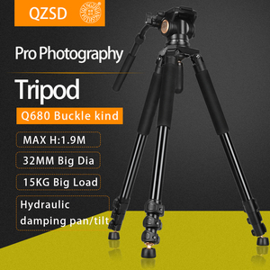 Trípode QZSD Q680 para videocámara con soporte de cabeza plana de amortiguación hidráulica Q90 de 1910MM de altura con clavo de pie - Product Image 2
