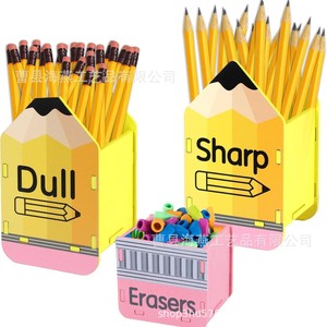 Portalápices de madera transfronterizo, forma de lápiz amarillo, organizador de escritorio, soporte para bolígrafos, caja de almacenamiento para gomas de borrar - Product Image 5