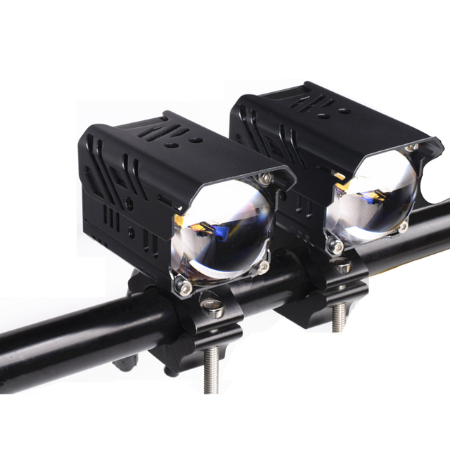 For Auto Front 100W High/Low Beam LED Fog Mini Driving Light X6 Dual Color Headlight Bulb Motorcycle Spotlights
