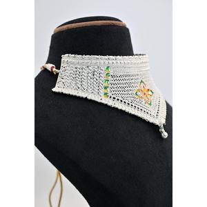 Ethnic 925 <b>Silver</b> Plaster Chokar Set Necklace With Flower Design For Women Wedding Style Beaded Jewelry - Product Image 3