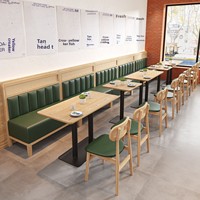 Combinaison table et chaise moderne en bois massif sur mesure pour restaurant, bar, salon de thé, avec structure métallique pour usage commercial
